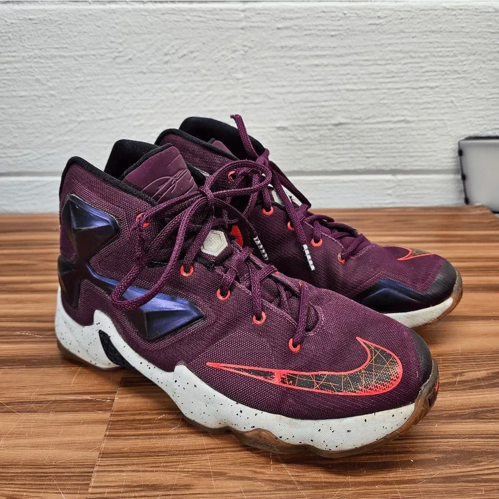 Nike LeBron 13 Mulberry Black Pure Platinum Kids 6.5Y big boy Shoes 808709-500